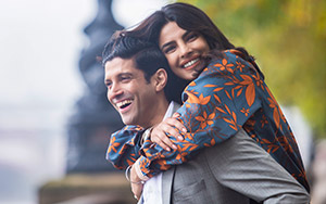 Farhan Akhtar and Priyanka Chopra as a happy couple in, The Sky is Pink